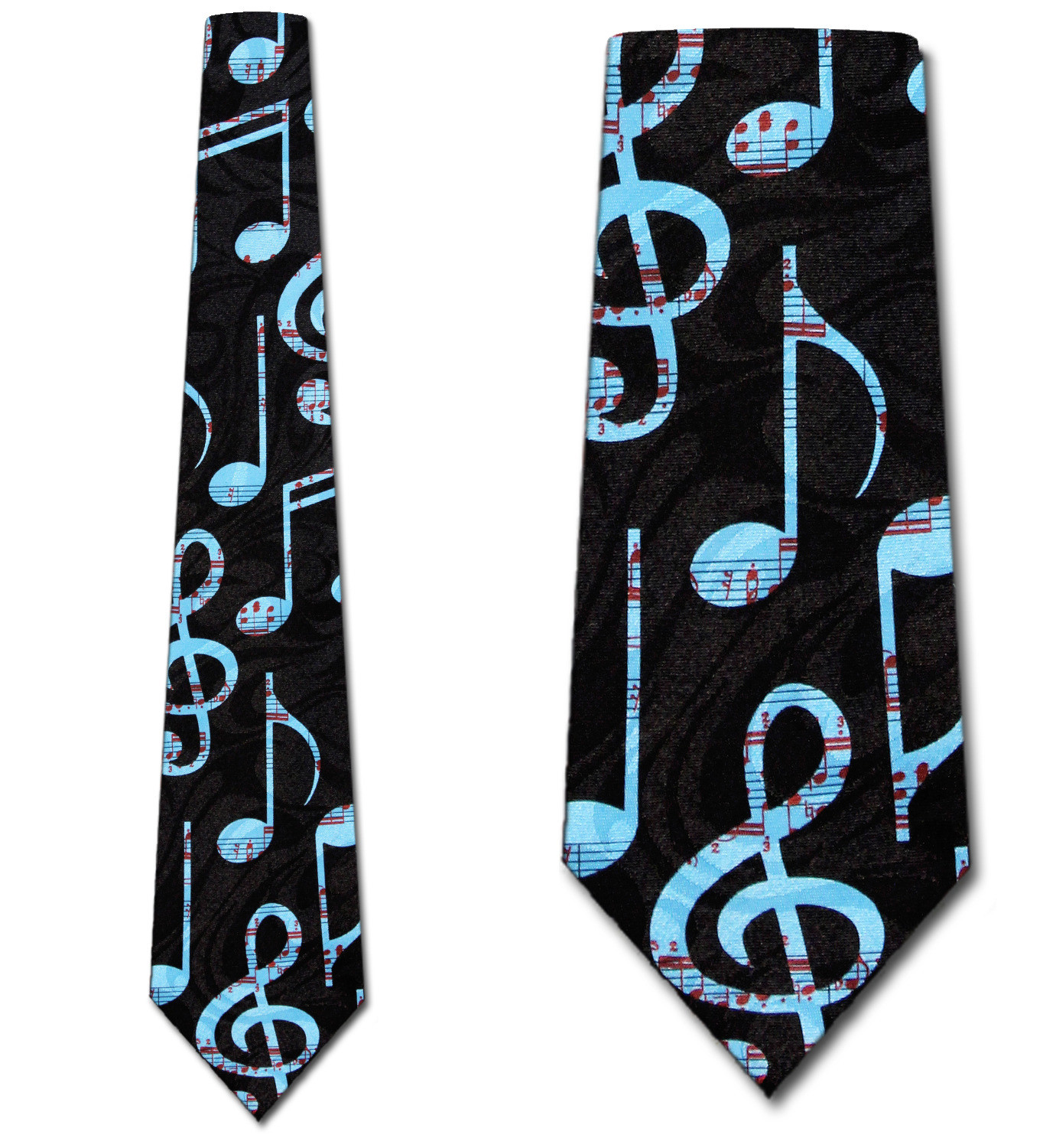 1282-100: Blue Notes Tie Black Musical Note Neckties by Steven Harris