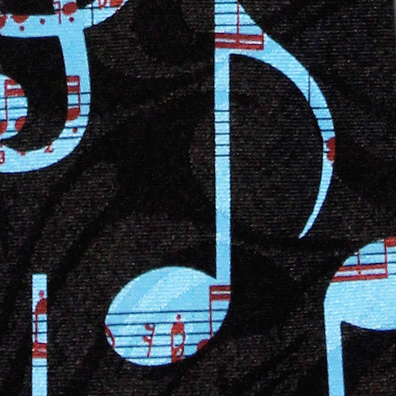 1282-100: Blue Notes Tie Black Musical Note Neckties by Steven Harris