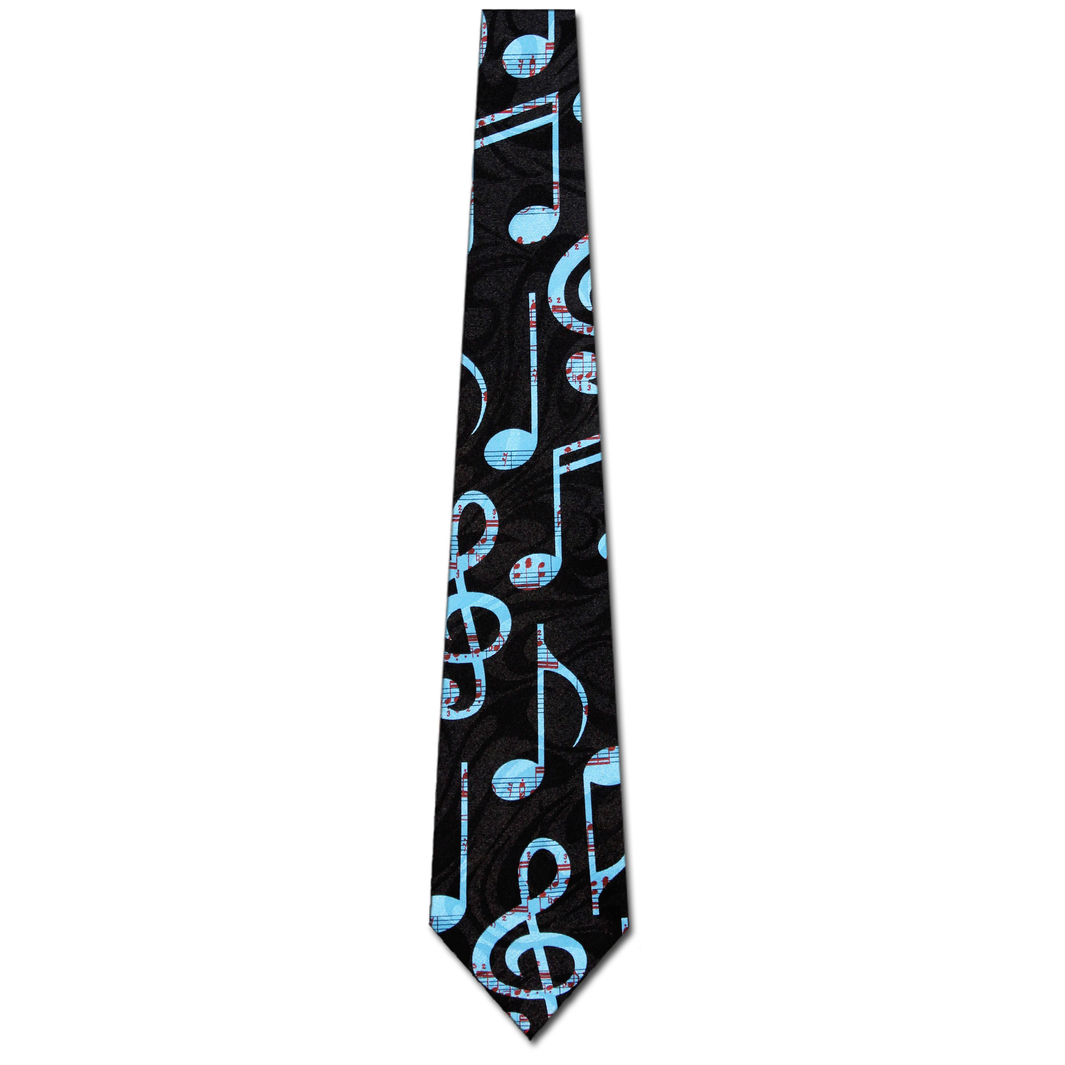 1282-100: Blue Notes Tie Black Musical Note Neckties by Steven Harris at Abcties.com