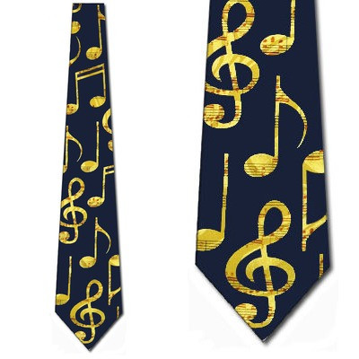 1282-102: Gold Notes Tie Navy Musical Note Neckties by Steven Harris