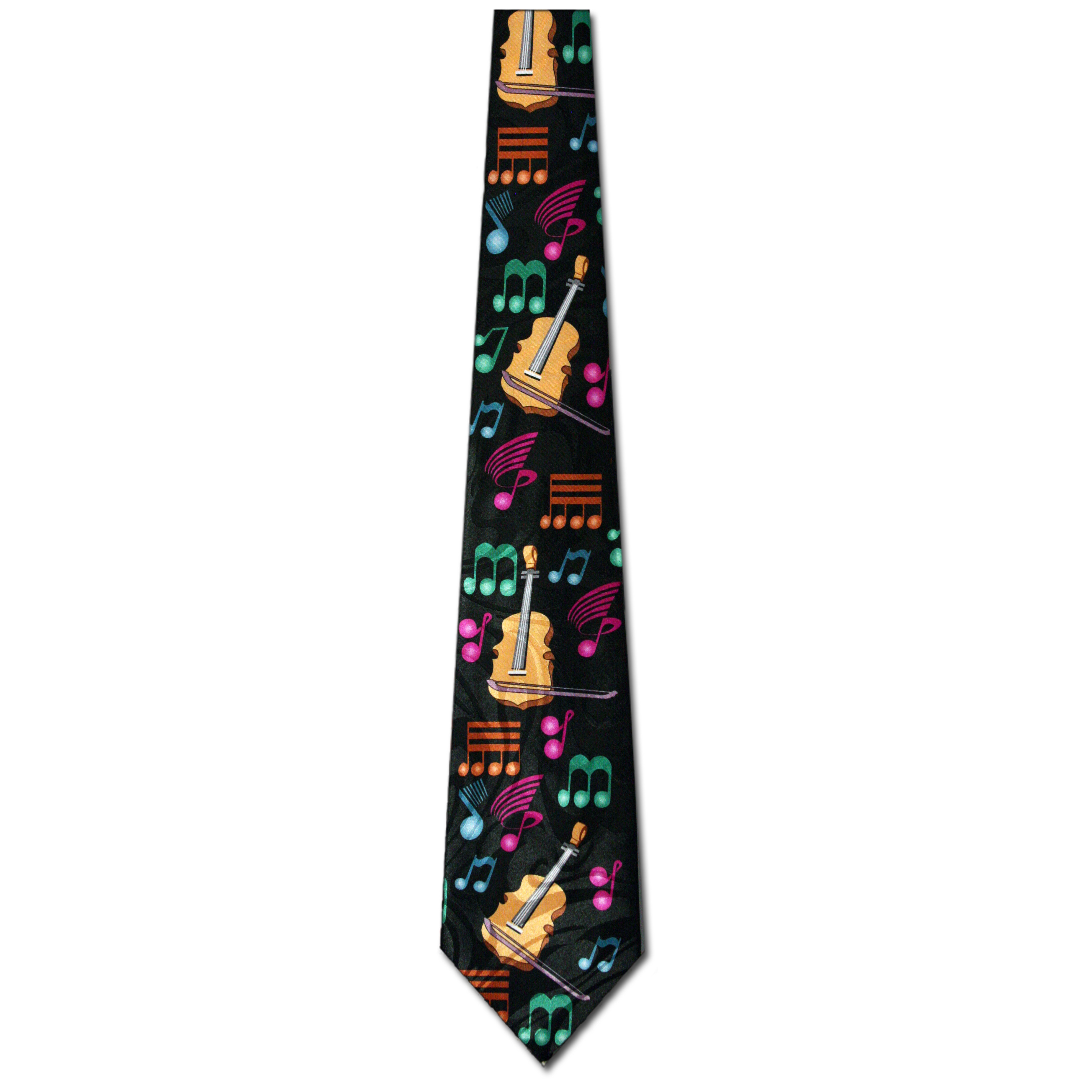 1289-100: Violin Ties Colorful Music Notes Neckties Black by Steven Harris at Abcties.com