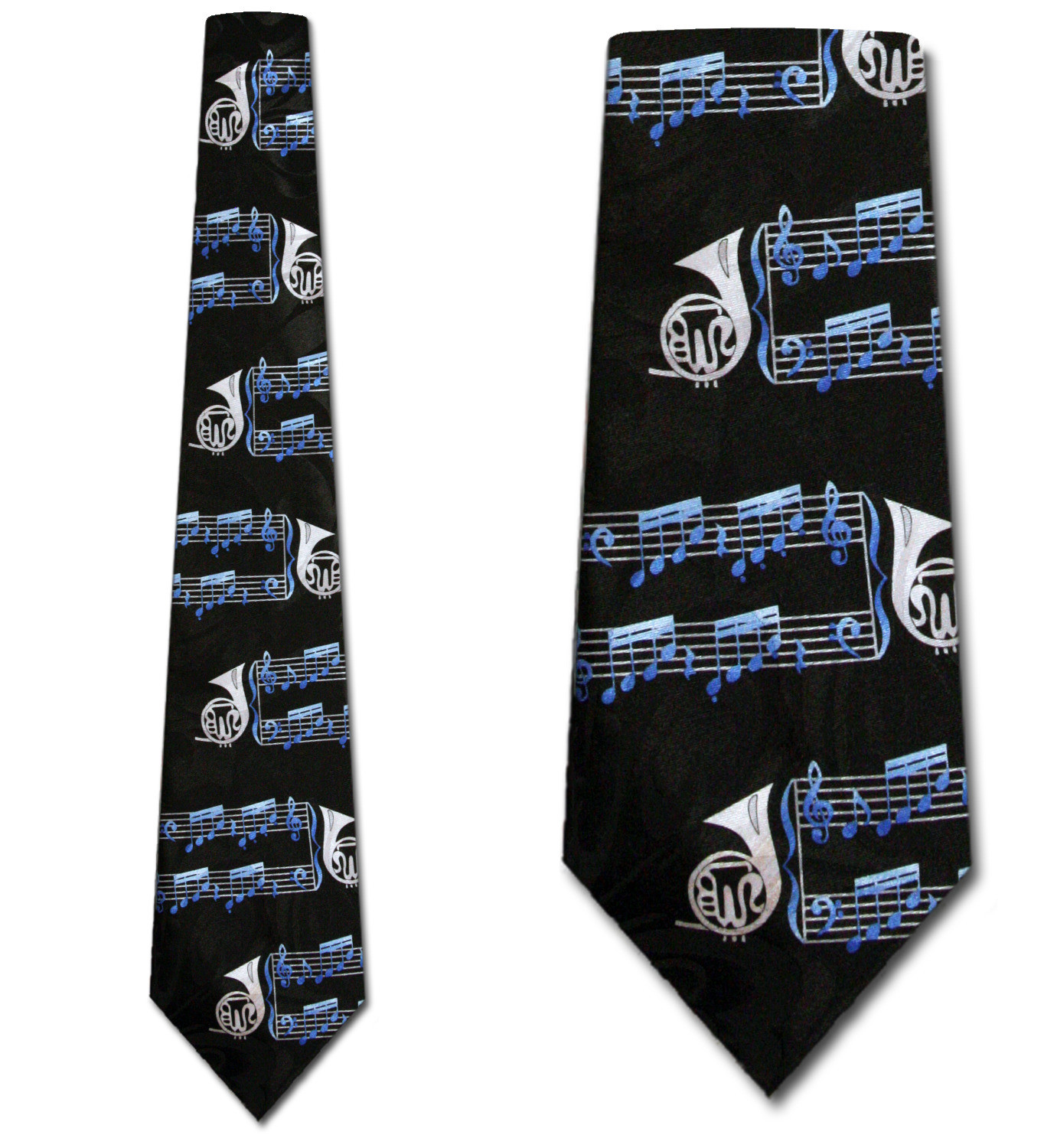 1290-100: French Horn Ties Music Notes Neckties Black by Steven Harris at Abcties.com