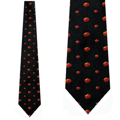 1293-100: Basketball Court Ties Black Basketballs Necktie by Steven Harris
