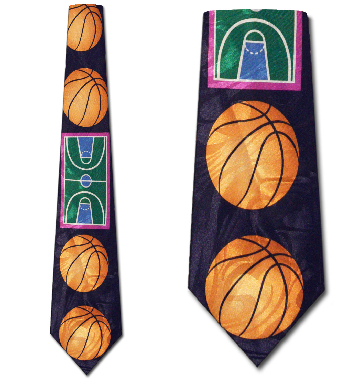 1293-102: Basketball Court Ties Navy Basketballs Necktie by Steven Harris