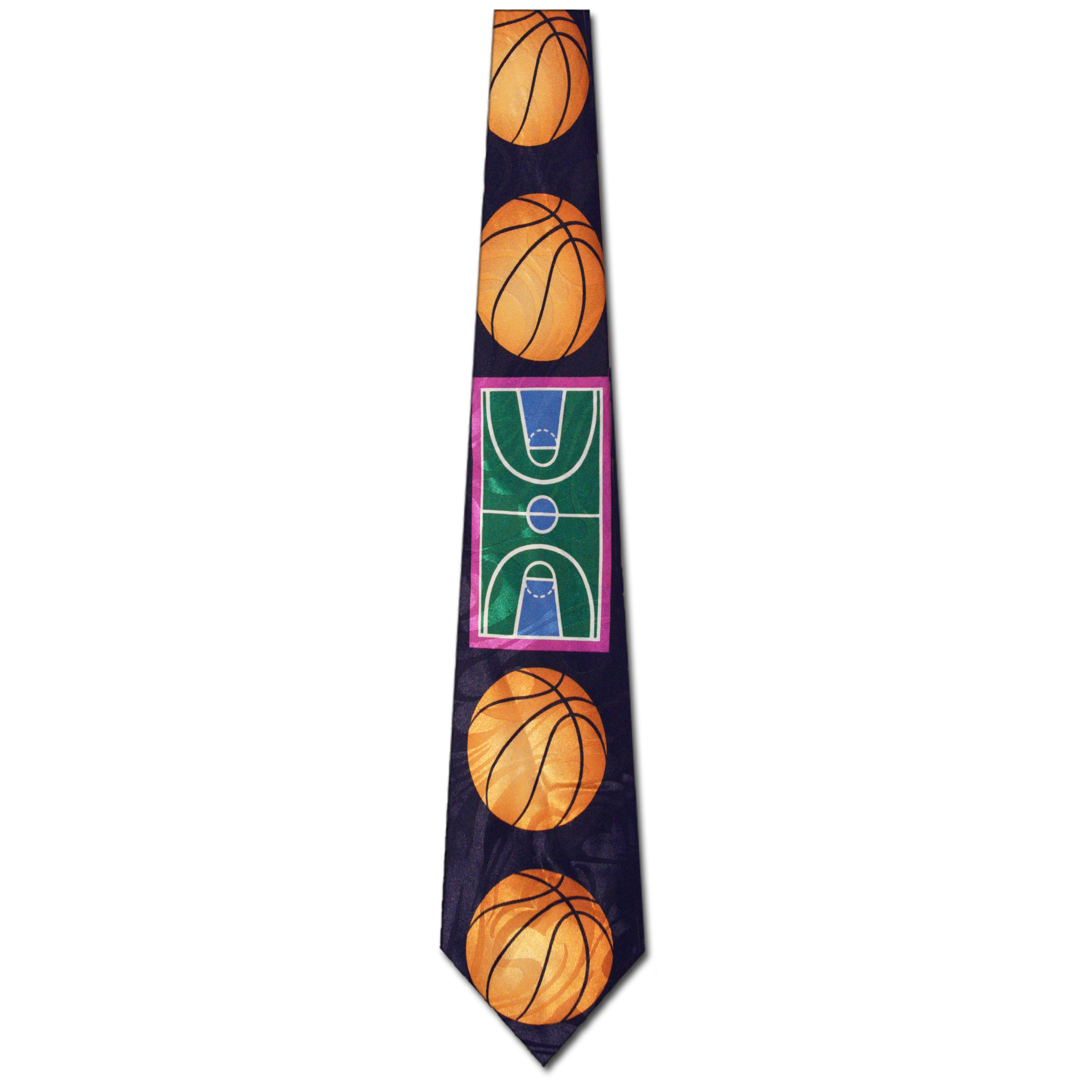 1293-102: Basketball Court Ties Navy Basketballs Necktie by Steven Harris at Abcties.com