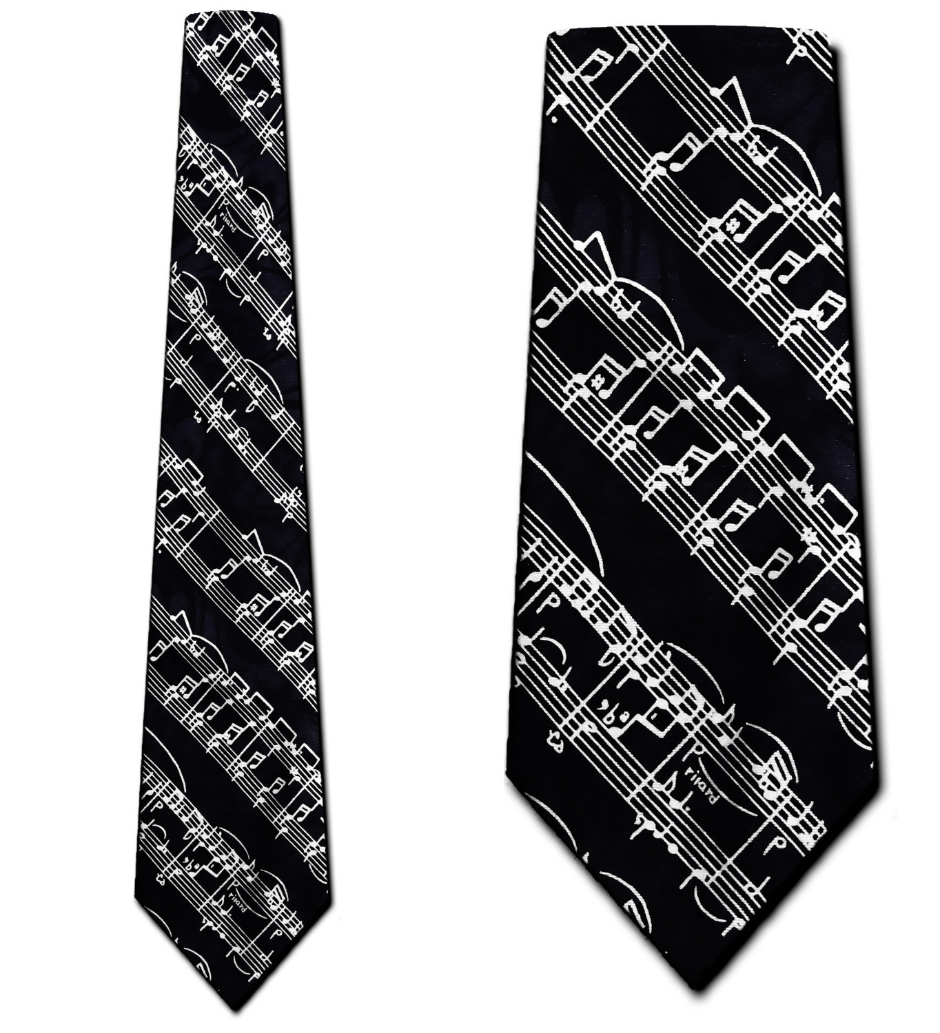 131-100: Sheet Music Ties Black Music Notes Neckties by Steven Harris