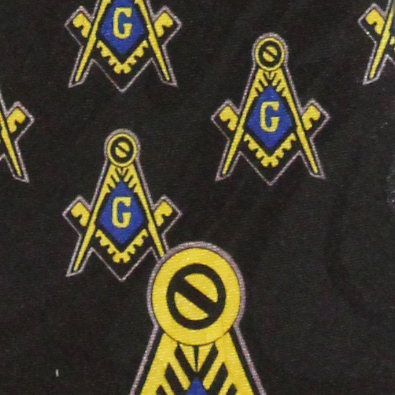 1312-100: Mason Ties Black Large Square and Compasses Necktie by Steven Harris