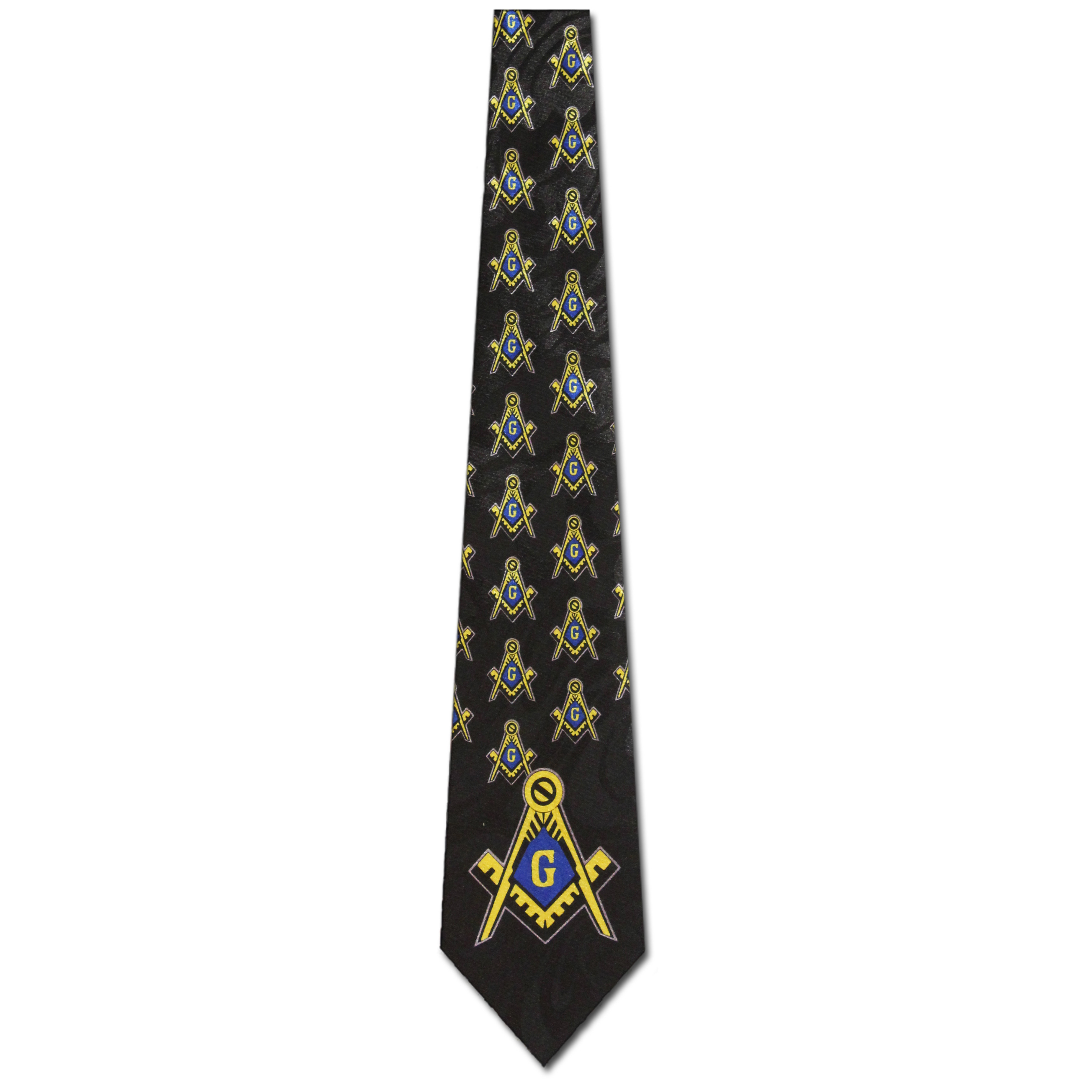 1312-100: Mason Ties Black Large Square and Compasses Necktie by Steven Harris at Abcties.com