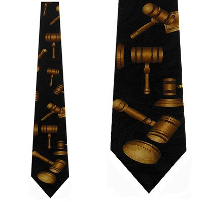 1314-100: Gavel Ties Black Judge Auctioneer Neckties by Steven Harris