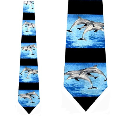 1333-100: Dolphin Ties Stripe Ocean Sea Neckties by Steven Harris