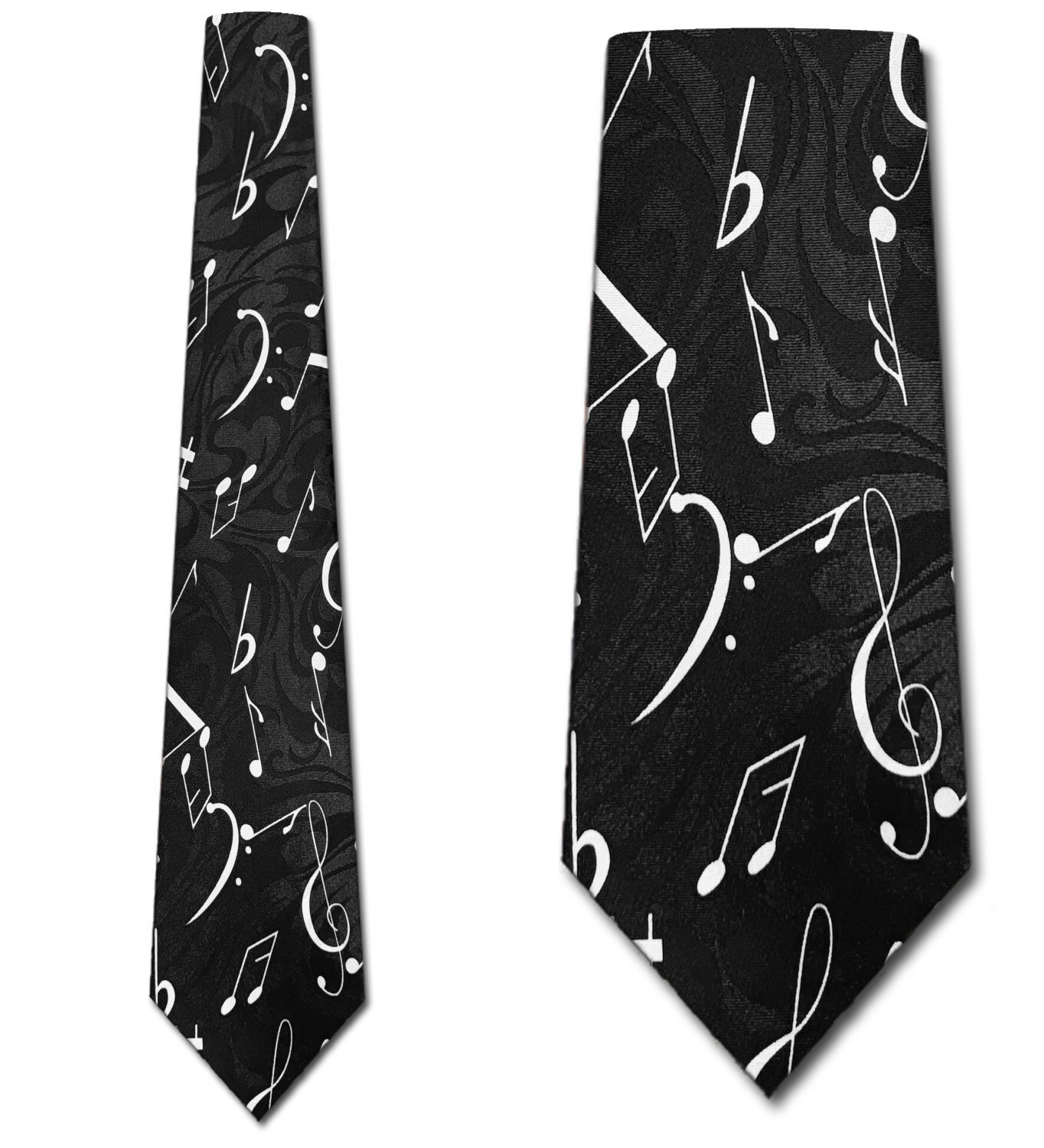 1338-100: Black and White Musical Notes Tie Clef Sharpe Neckties by Steven Harris