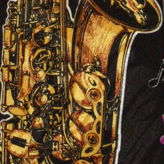 134-100: Saxophone Ties Black Colorful Notes Neckties by Steven Harris at Abcties.com