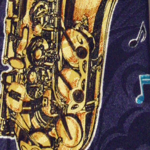 134-102: Saxophone Ties Navy Colorful Notes Neckties by Steven Harris at Abcties.com