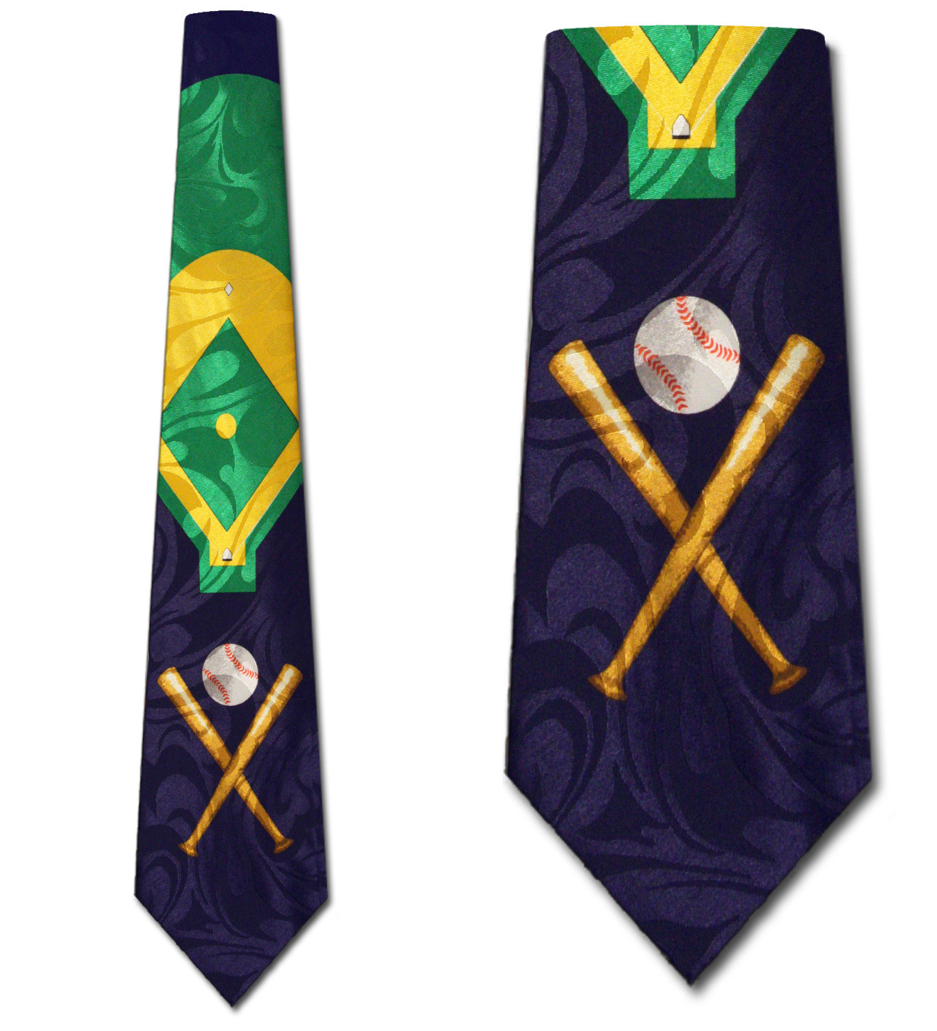 1344-102: Baseball Diamond Ties Bats and Balls Neckties Navy by Steven Harris