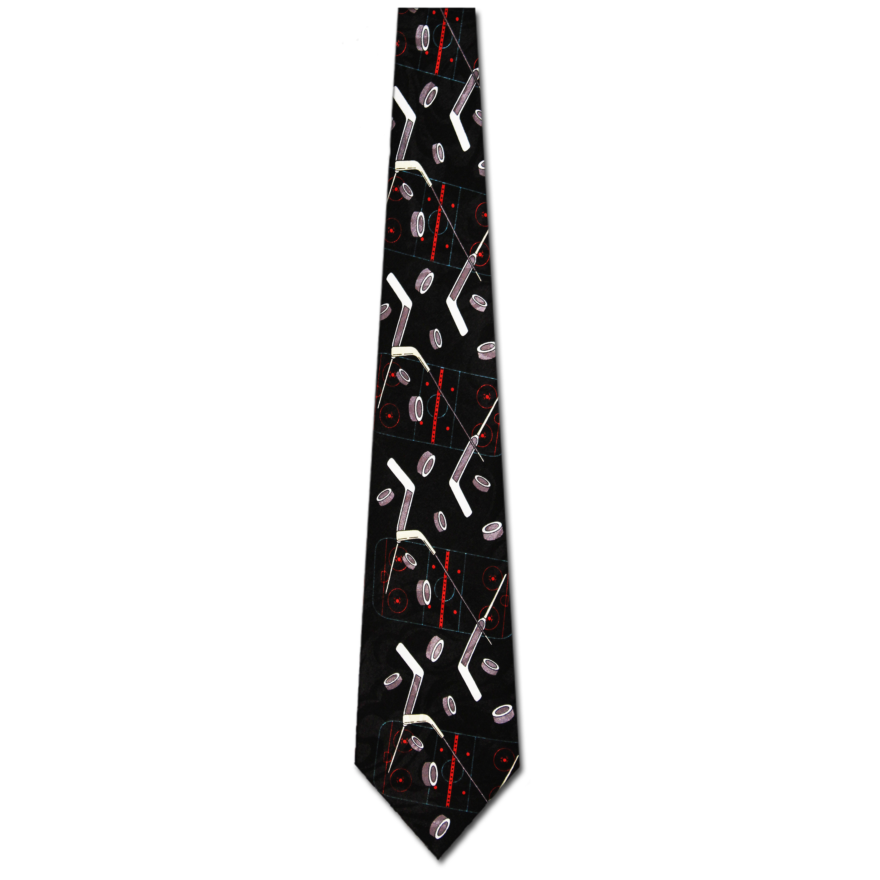 1348-100: Pucks and Sticks Necktie Black Hockey Ties by Steven Harris at Abcties.com
