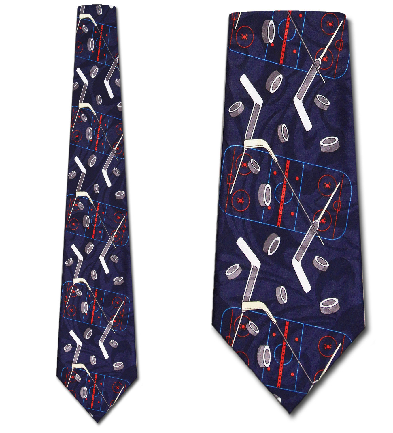 1348-102: Pucks and Sticks Necktie Navy Hockey Ties by Steven Harris