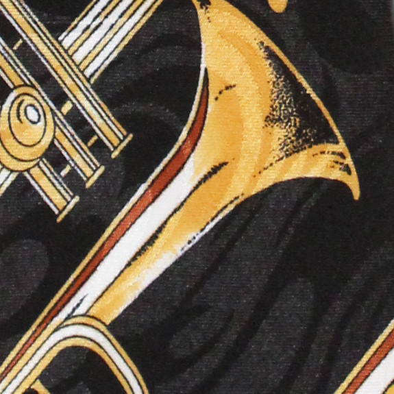 135-100: Trumpet Ties Brass Trumpets Allover Black by Steven Harris 