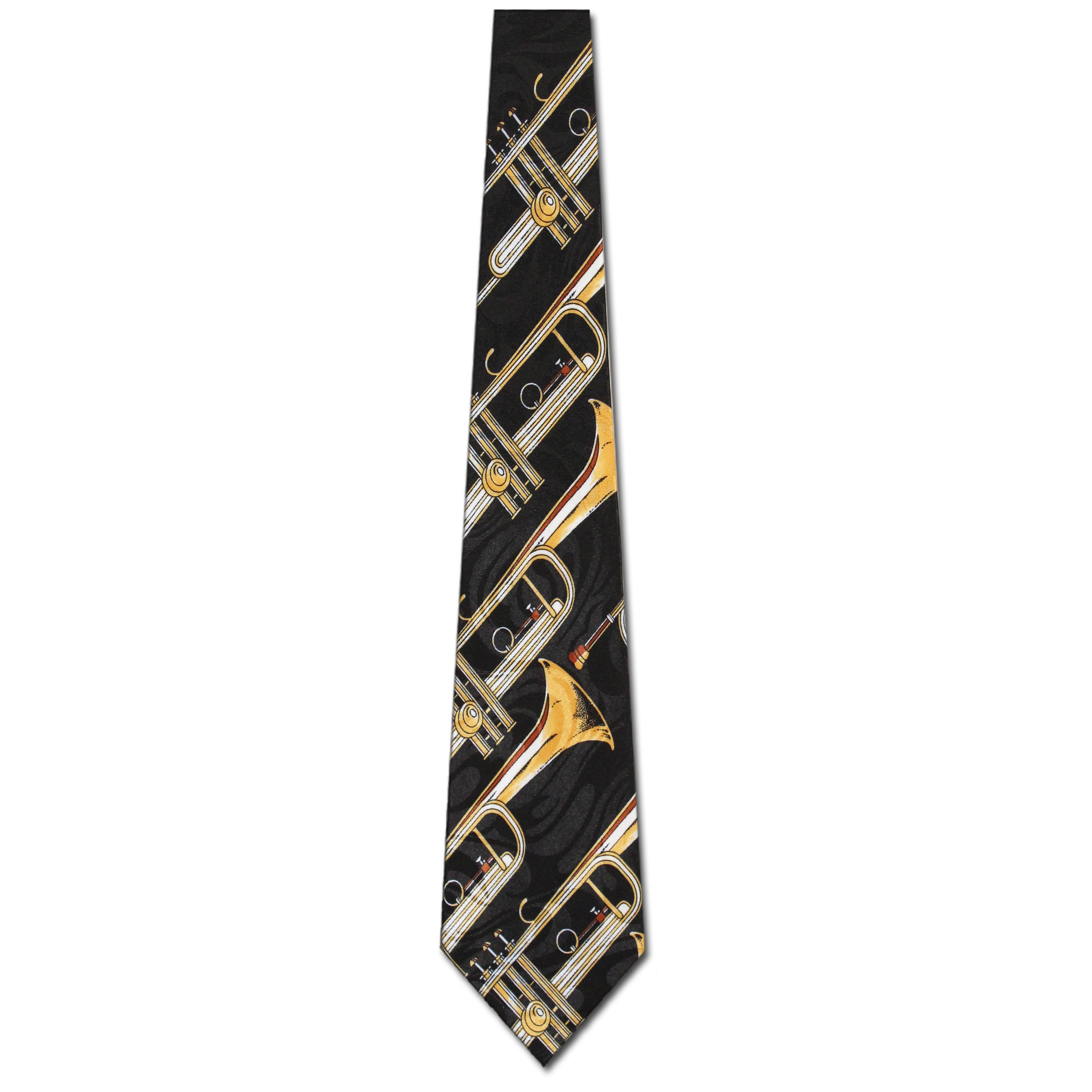 135-100: Trumpet Ties Brass Trumpets Allover Black by Steven Harris  at Abcties.com
