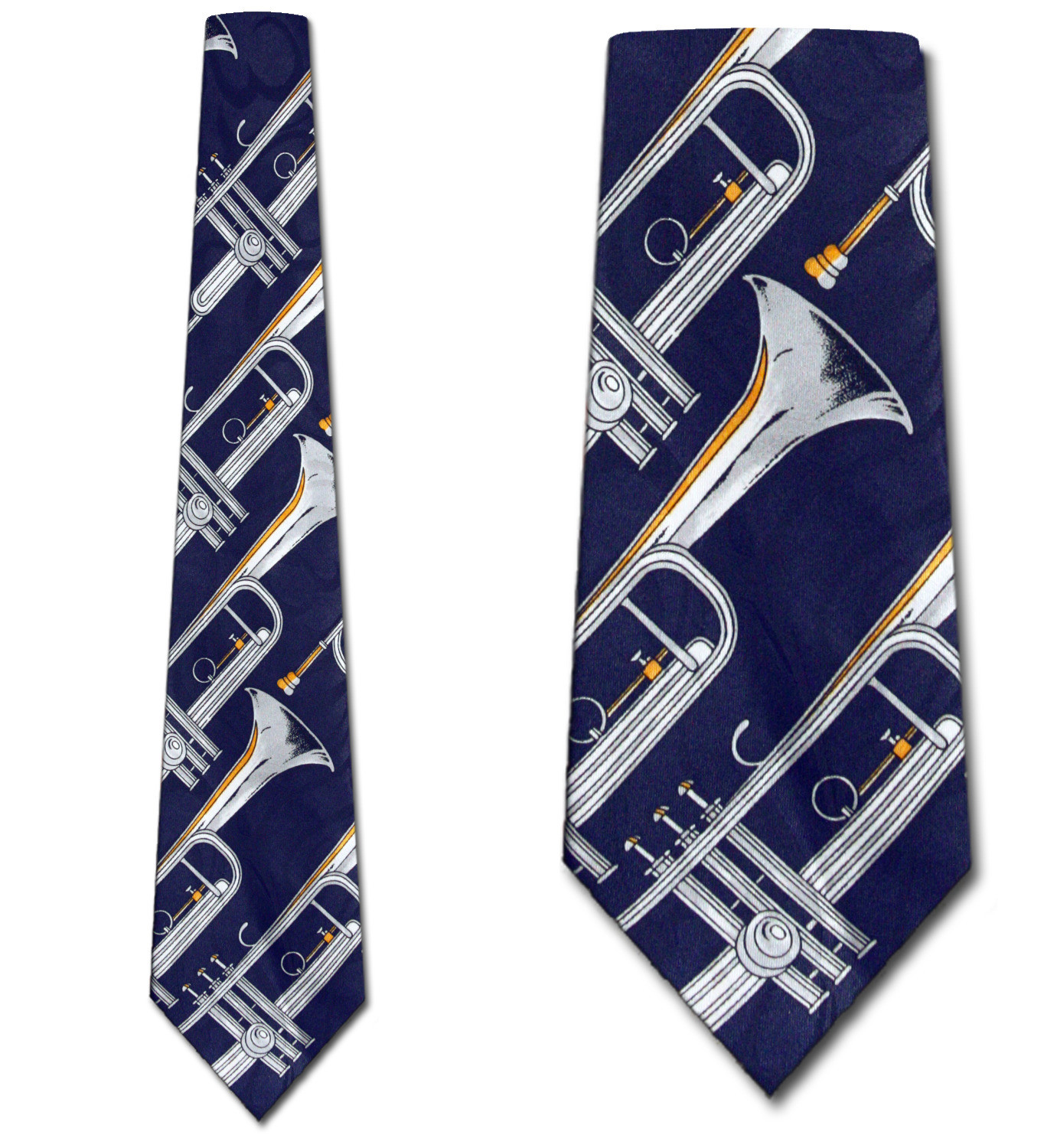 135-102: Trumpet Ties Silver Trumpets Allover Navy by Steven Harris at Abcties.com
