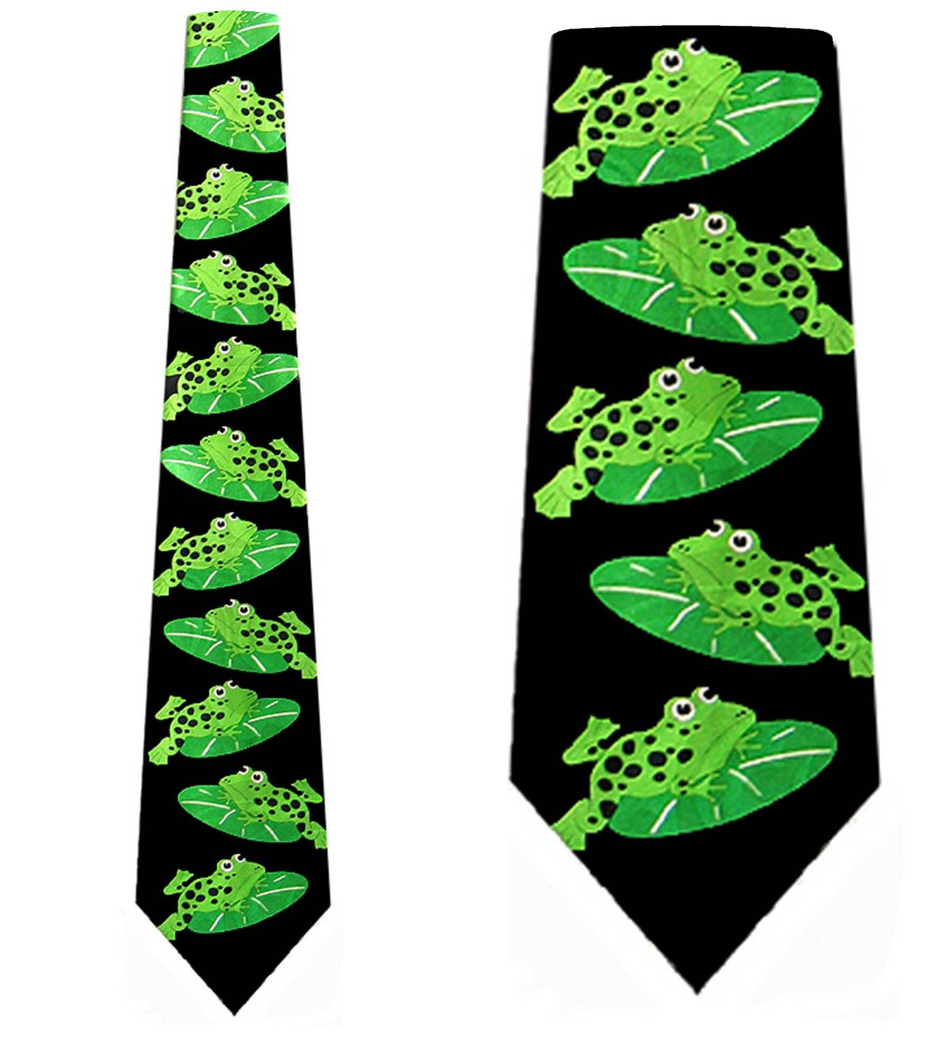 1406-100: Frog Ties Lillypad Neckties Black by Steven Harris
