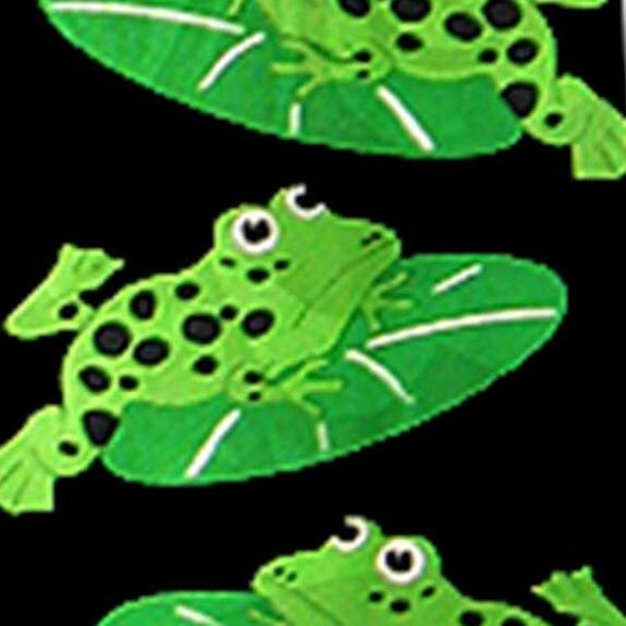 1406-100: Frog Ties Lillypad Neckties Black by Steven Harris
