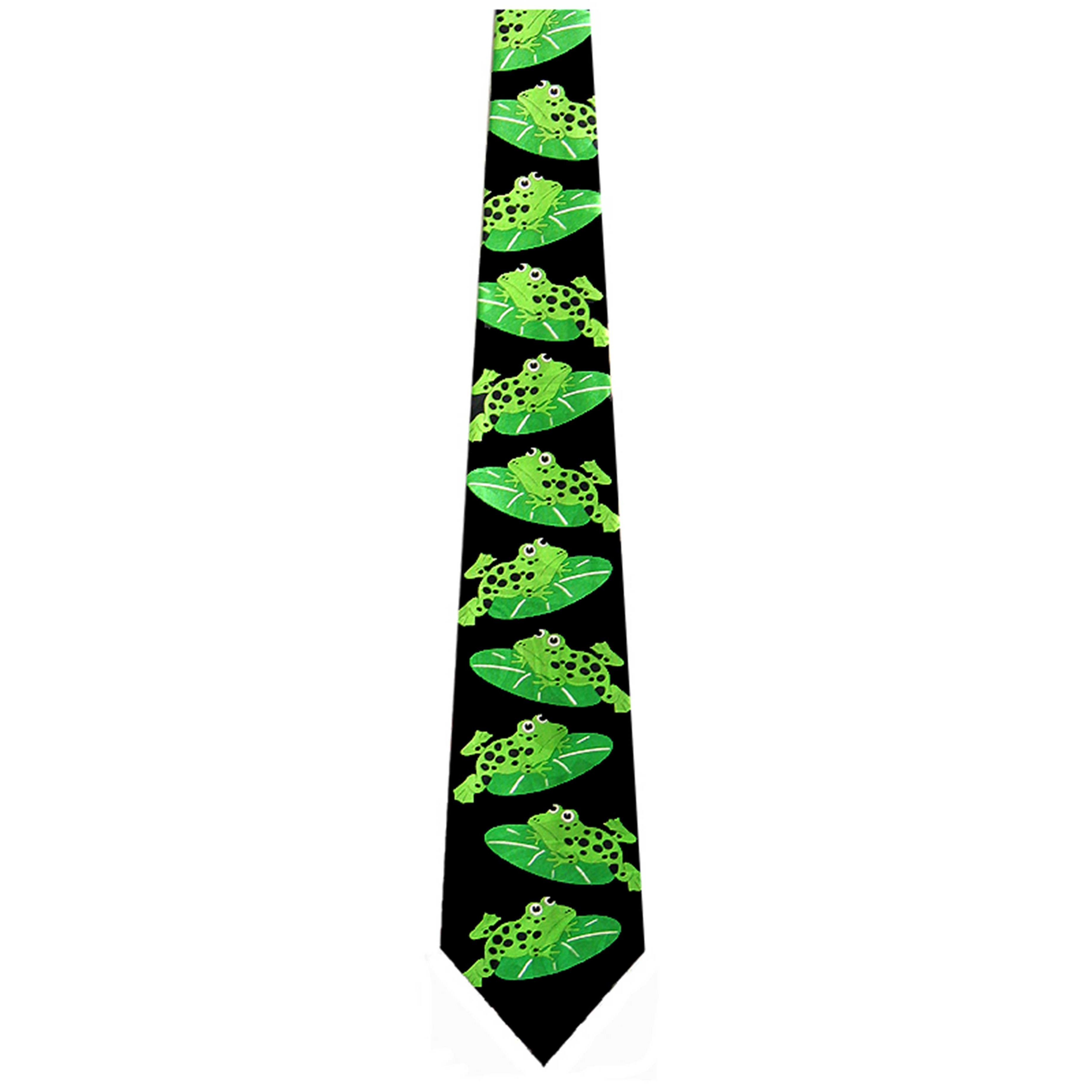 1406-100: Frog Ties Lillypad Neckties Black by Steven Harris at Abcties.com