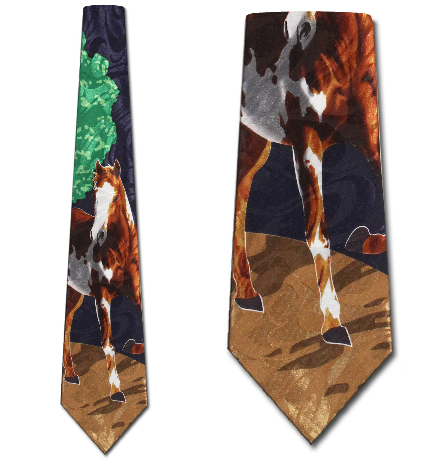 1433-102: Horse Ties Equestrian Horses Necktie Navy by Steven Harris