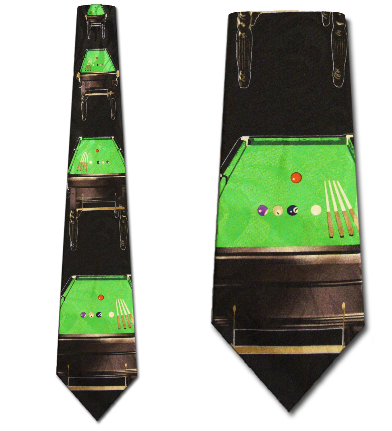 1448-100: Pool Table Ties Billiard Neckties Black by Steven Harris