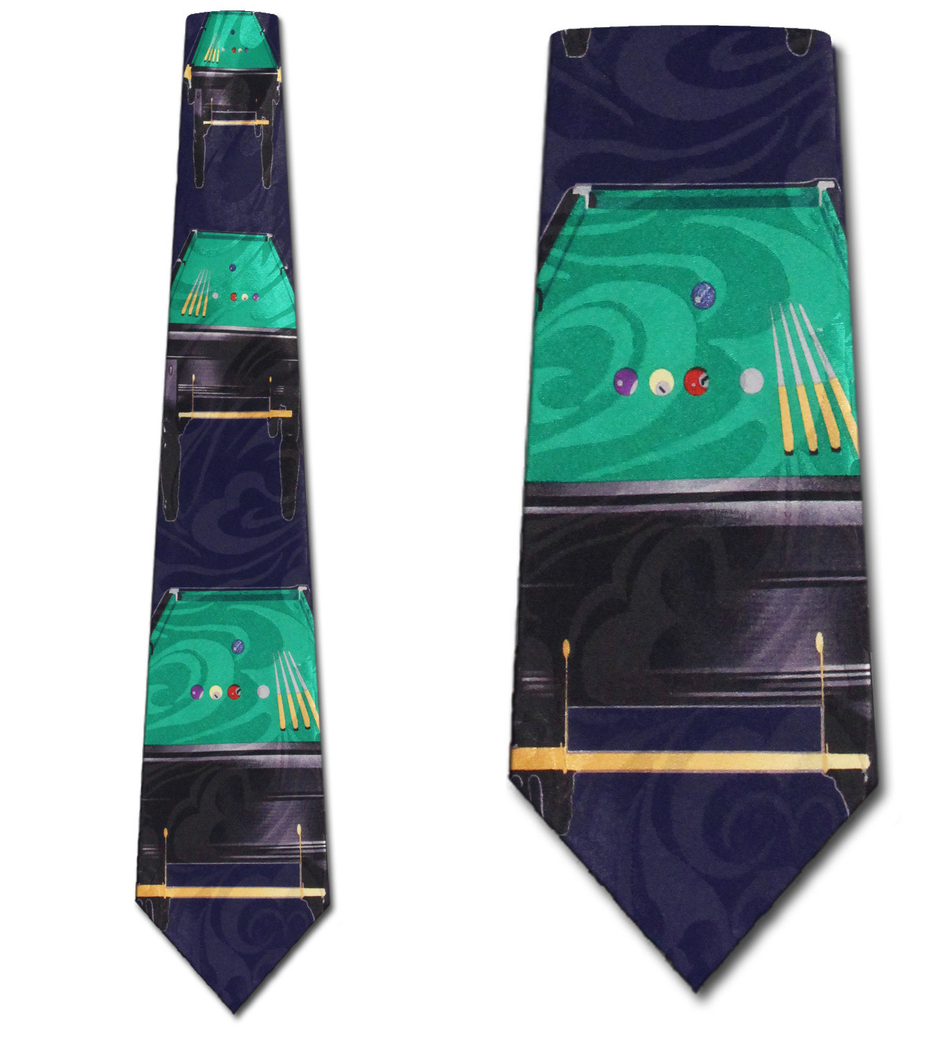 1448-102: Pool Table Ties Billiard Neckties Navy by Steven Harris