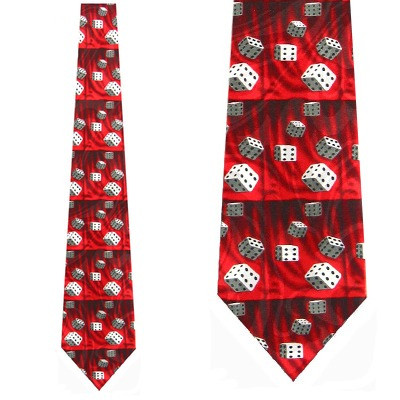 1453-100: Dice Roll Neckties Red Rolling Dice Tie by Steven Harris