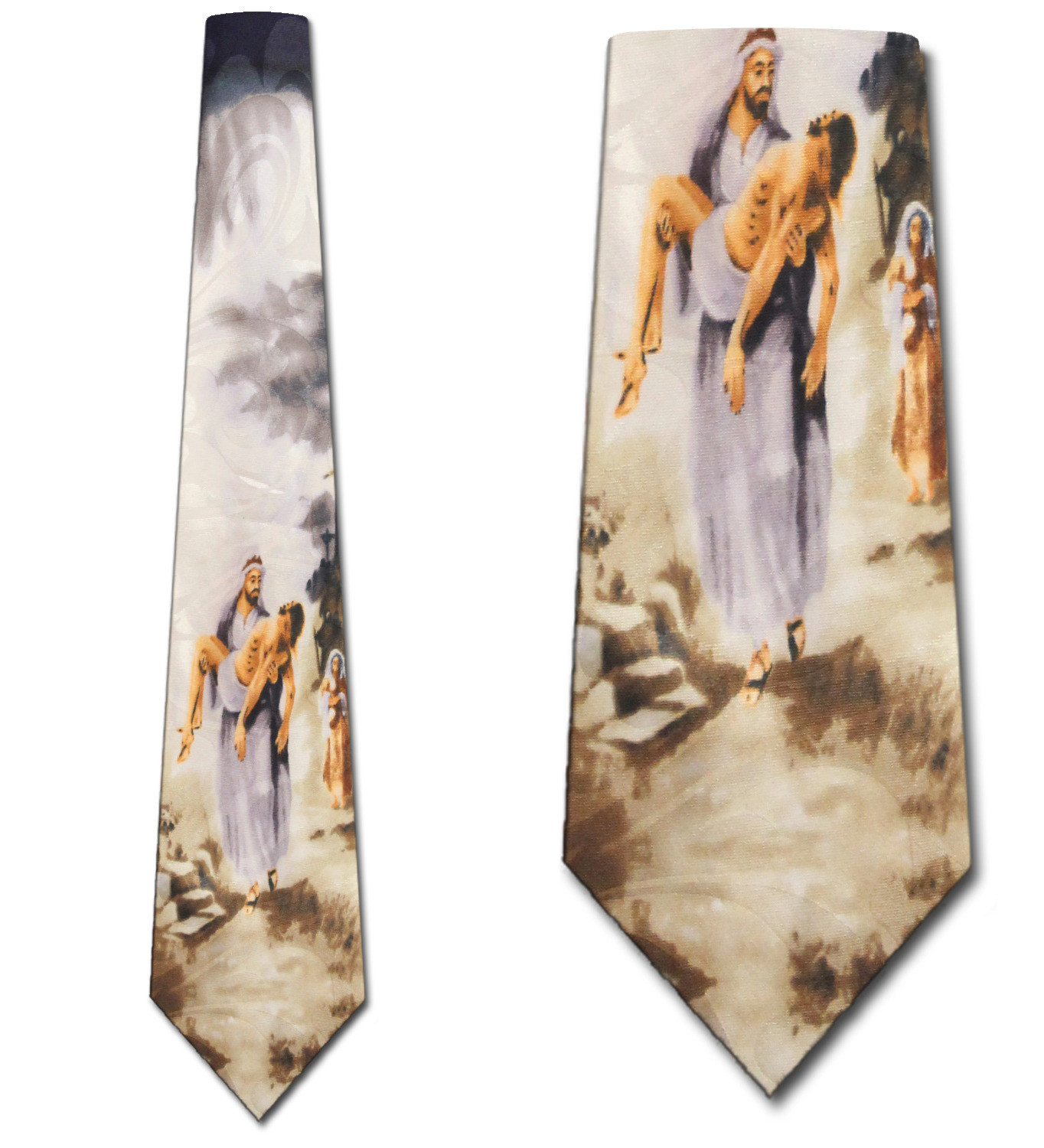 1461-100: Jesus Holding Man Ties Religious Neckties Black by Steven Harris at Abcties.com