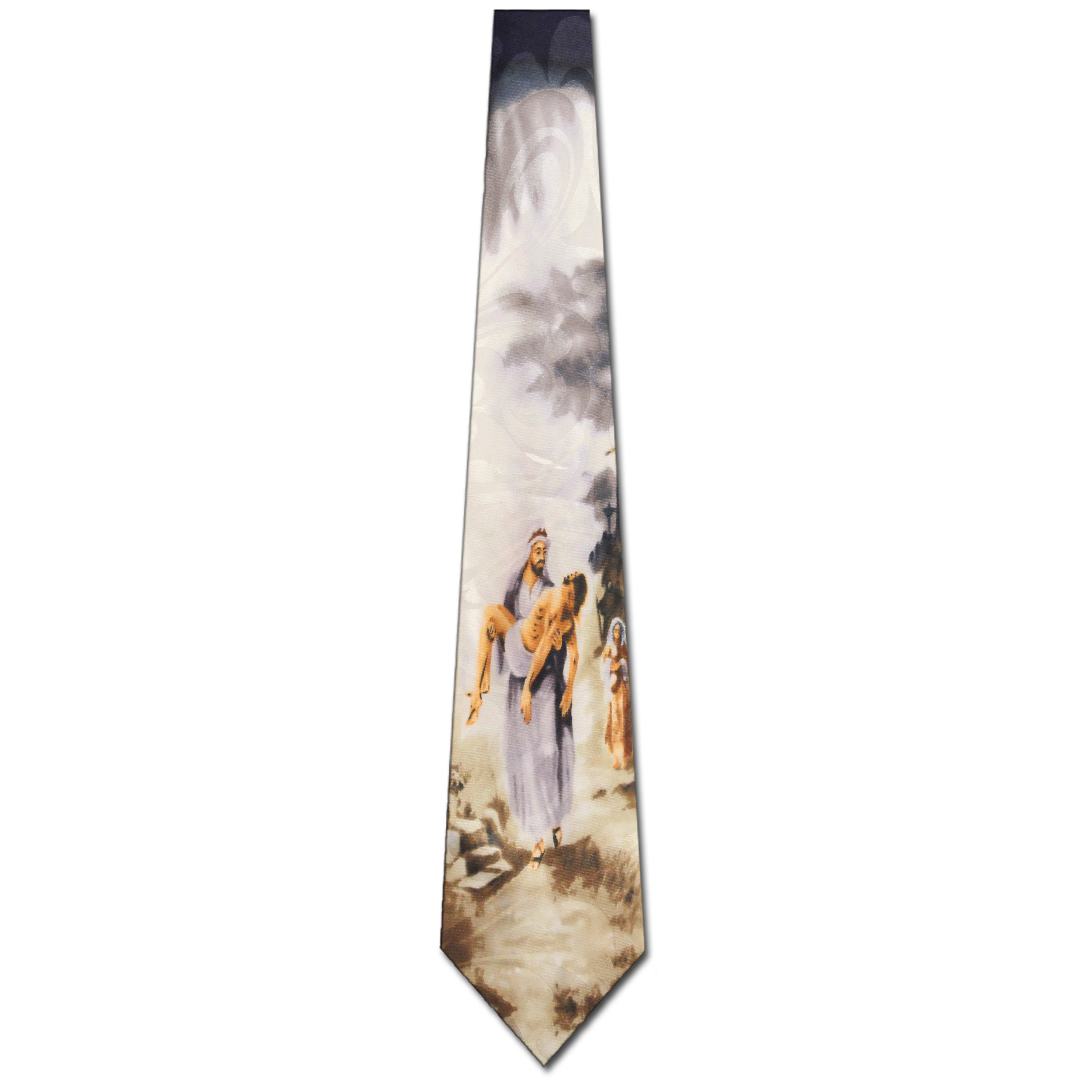 1461-100: Jesus Holding Man Ties Religious Neckties Black by Steven Harris at Abcties.com