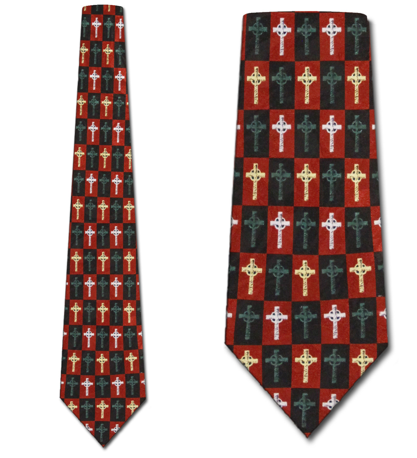 1464-100: Celtic Cross Ties Checkered Crosses Necktie Black by Steven Harris at Abcties.com