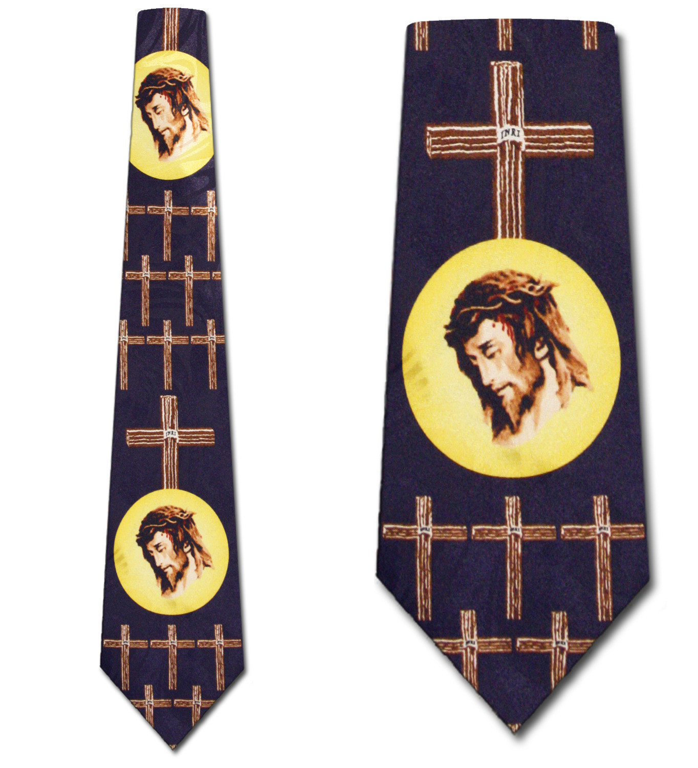 1467-102: Jesus Neckties Religious Crosses Tie Navy by Steven Harris at Abcties.com