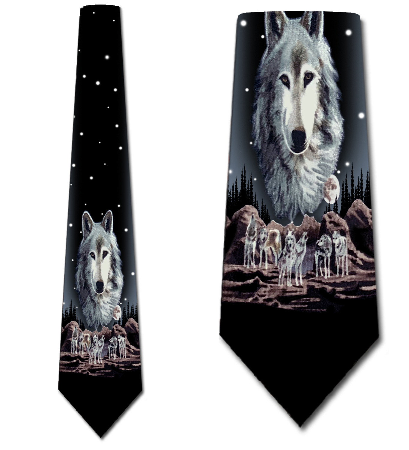 1471-100: Wolf Tie Black Wolves Necktie by Steven Harris