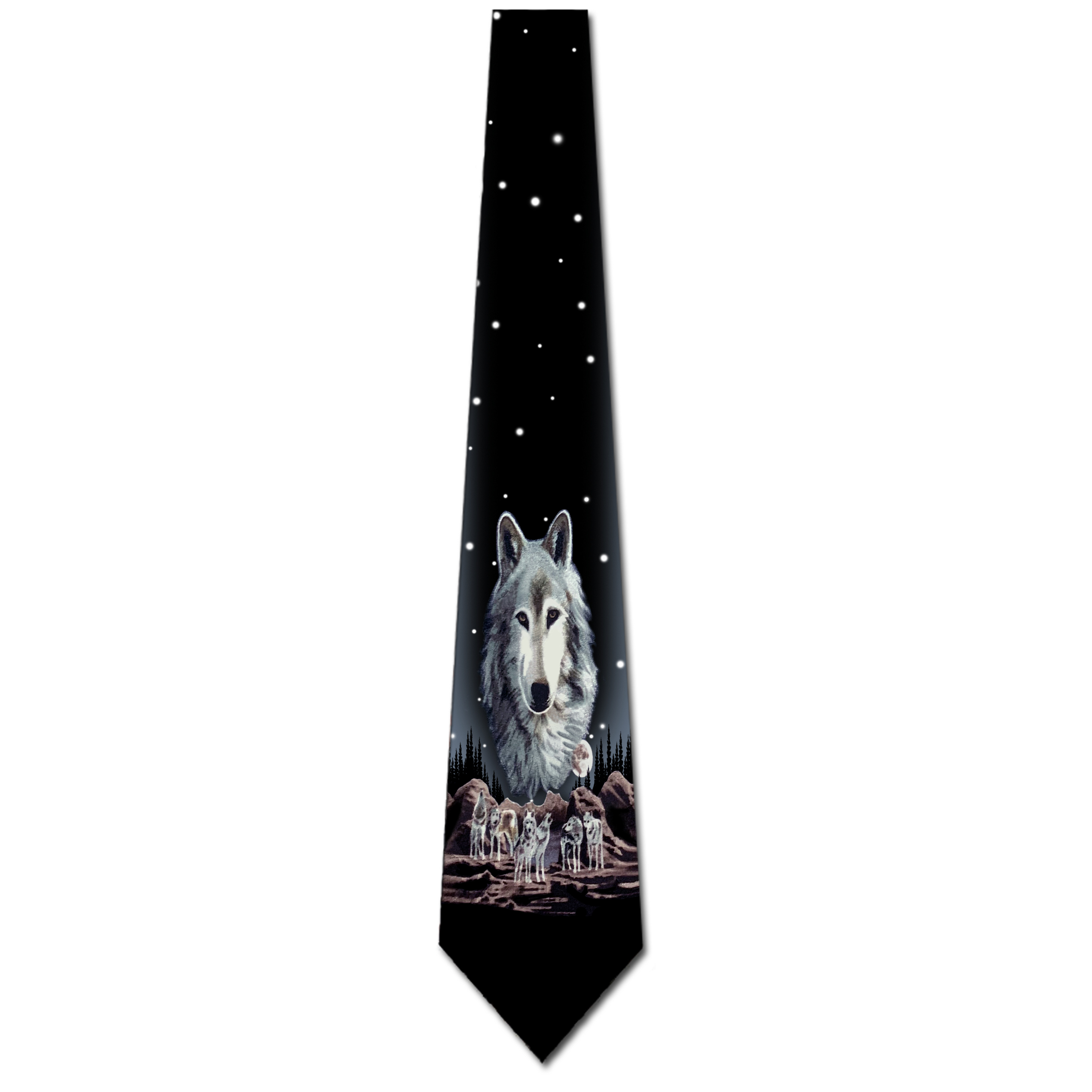 1471-100: Wolf Tie Black Wolves Necktie by Steven Harris at Abcties.com