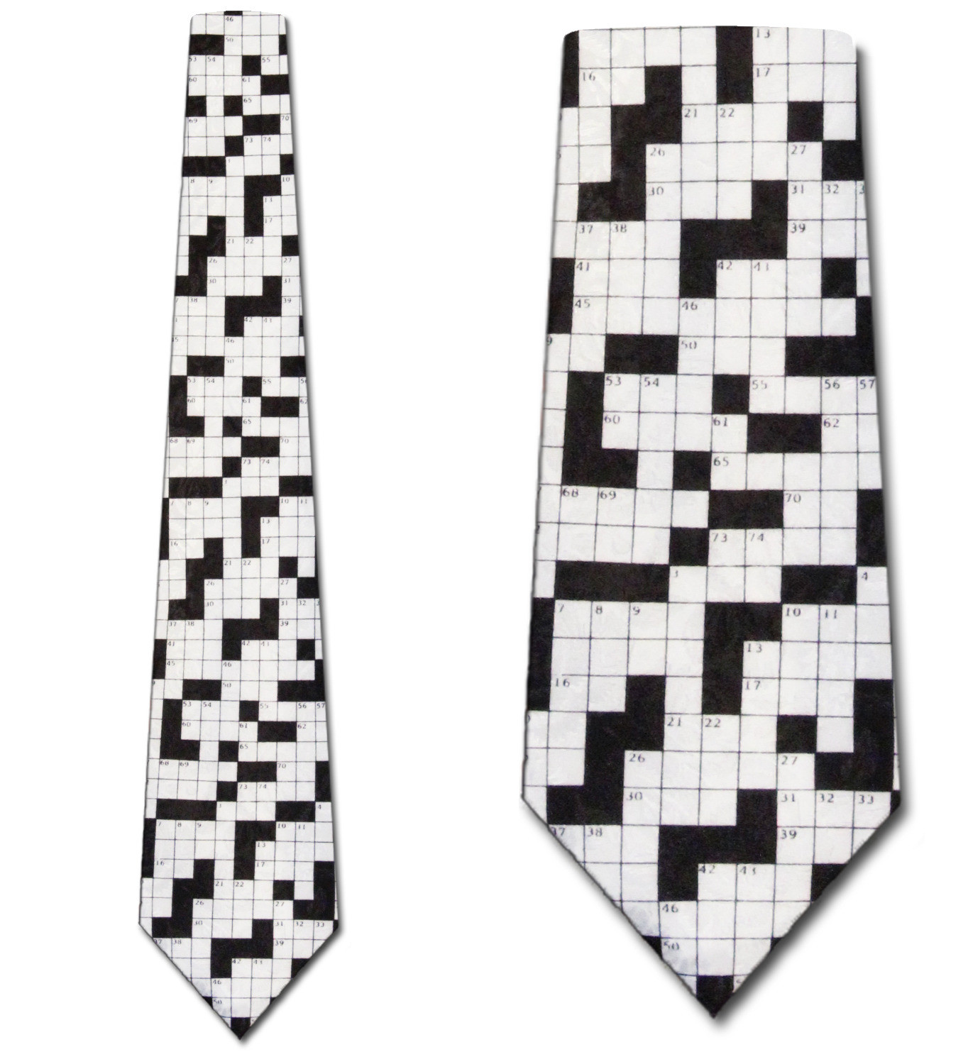 148-100: Crossword Ties Puzzle Neckties Cross Words Black and White by Steven Harris