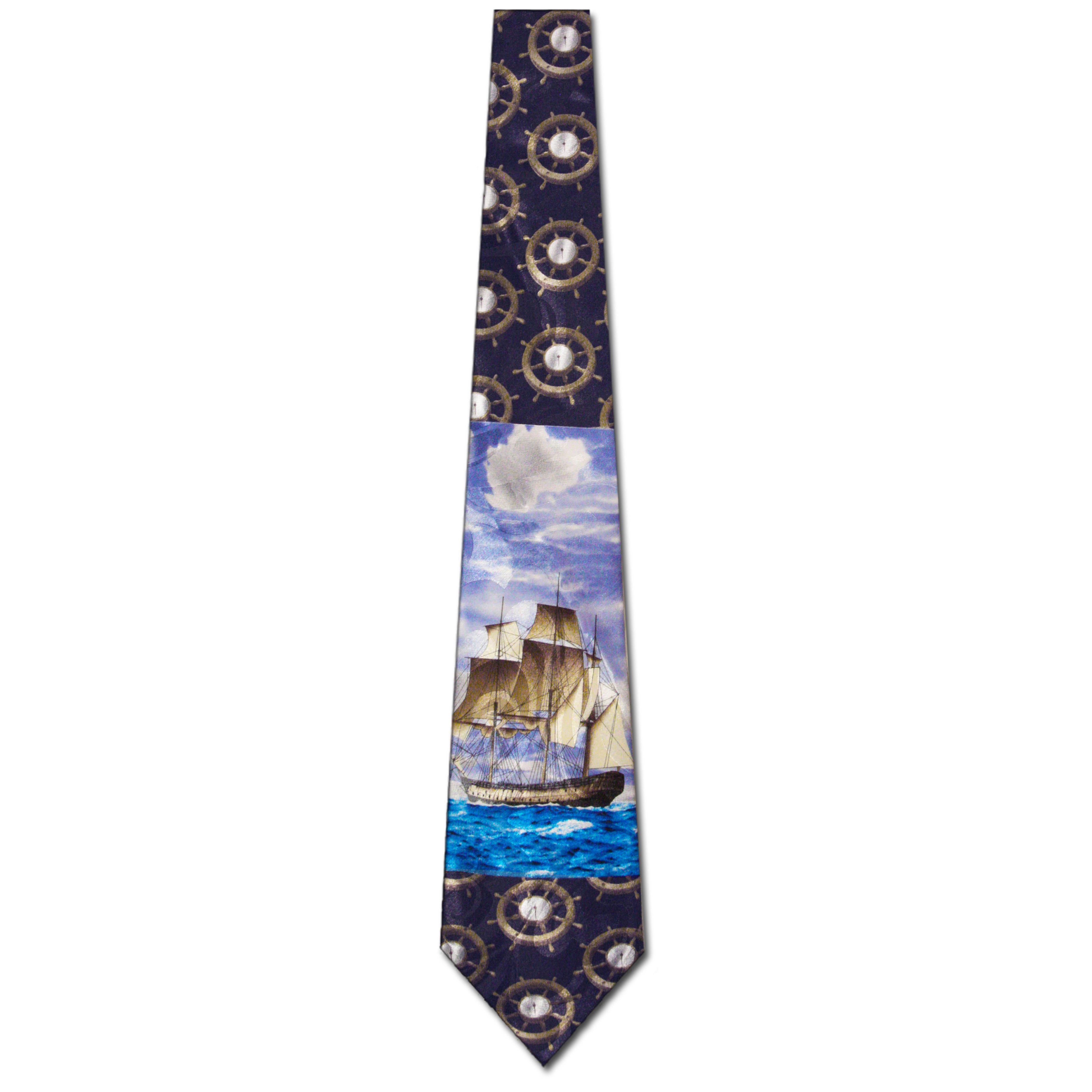 1482-102: Ship Ties Steering Wheel Sailing Neckties Navy by Steven Harris at Abcties.com