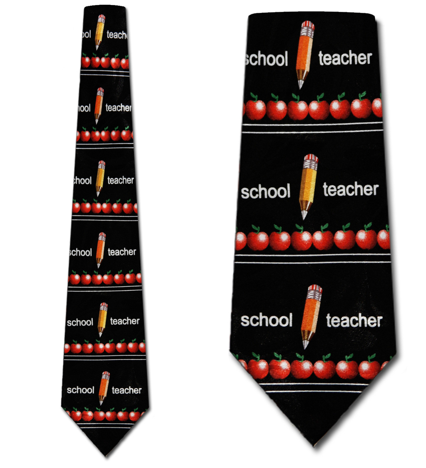 1494-100: School Teacher Ties Apple Pencil Black Neckties by Steven Harris 