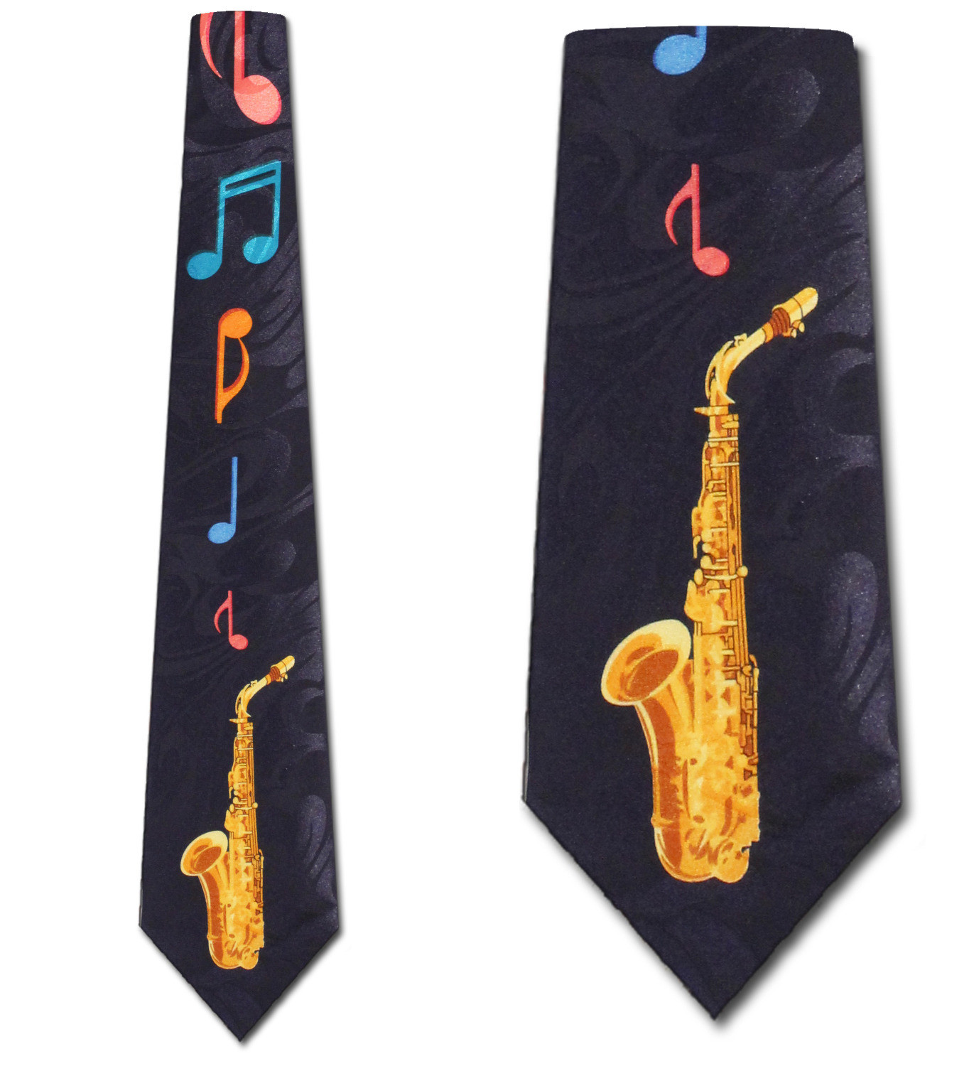 1498-100: Sax Ties Saxophone Notes Neckties Music Black by Steven Harris at Abcties.com