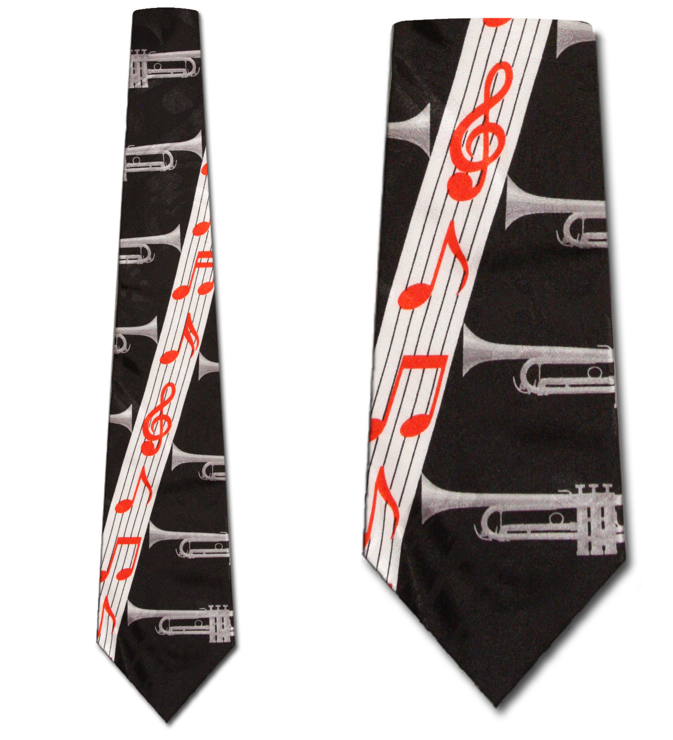 1499-100: Music Notes Tie Trumpets Necktie Black by Steven Harris at Abcties.com