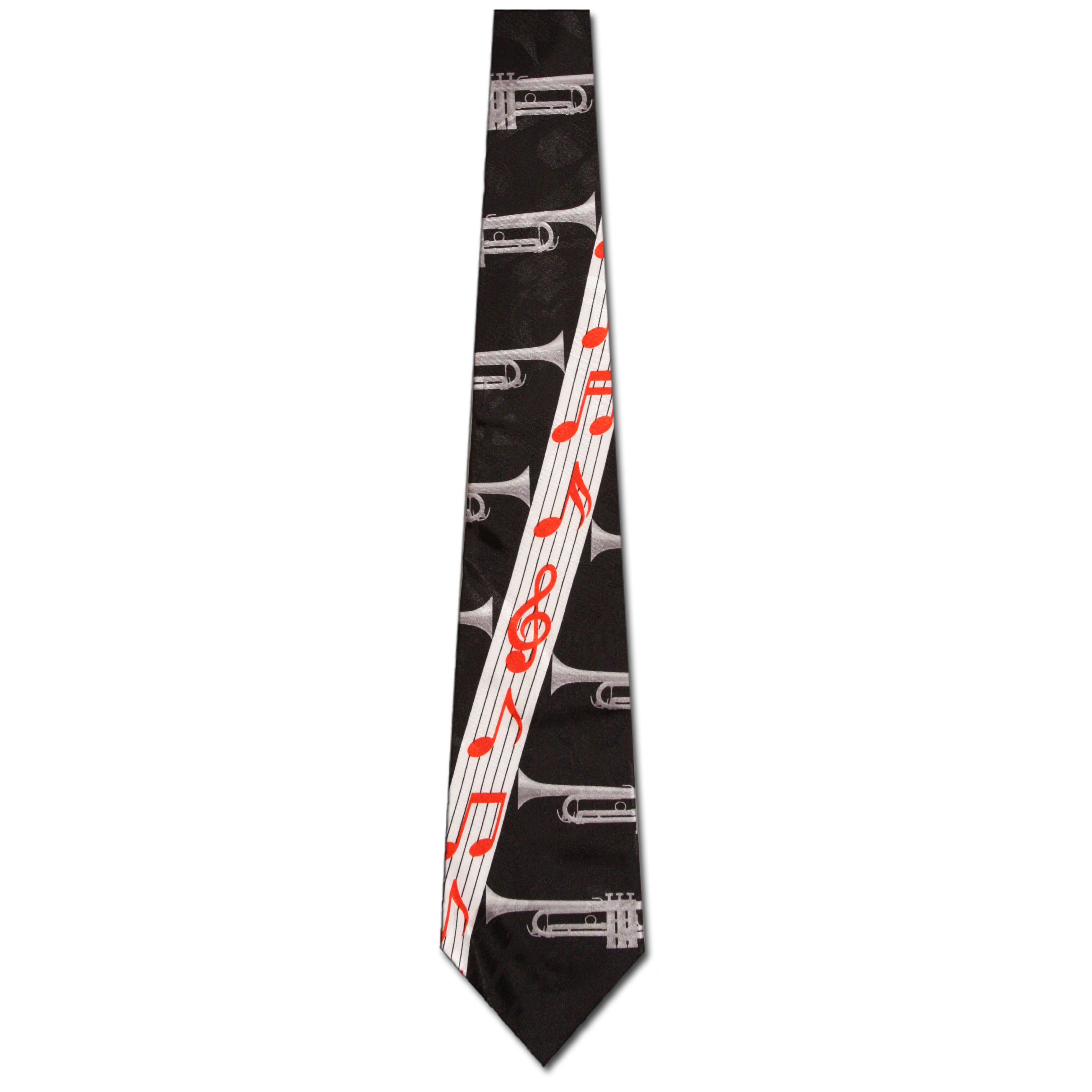 1499-100: Music Notes Tie Trumpets Necktie Black by Steven Harris at Abcties.com