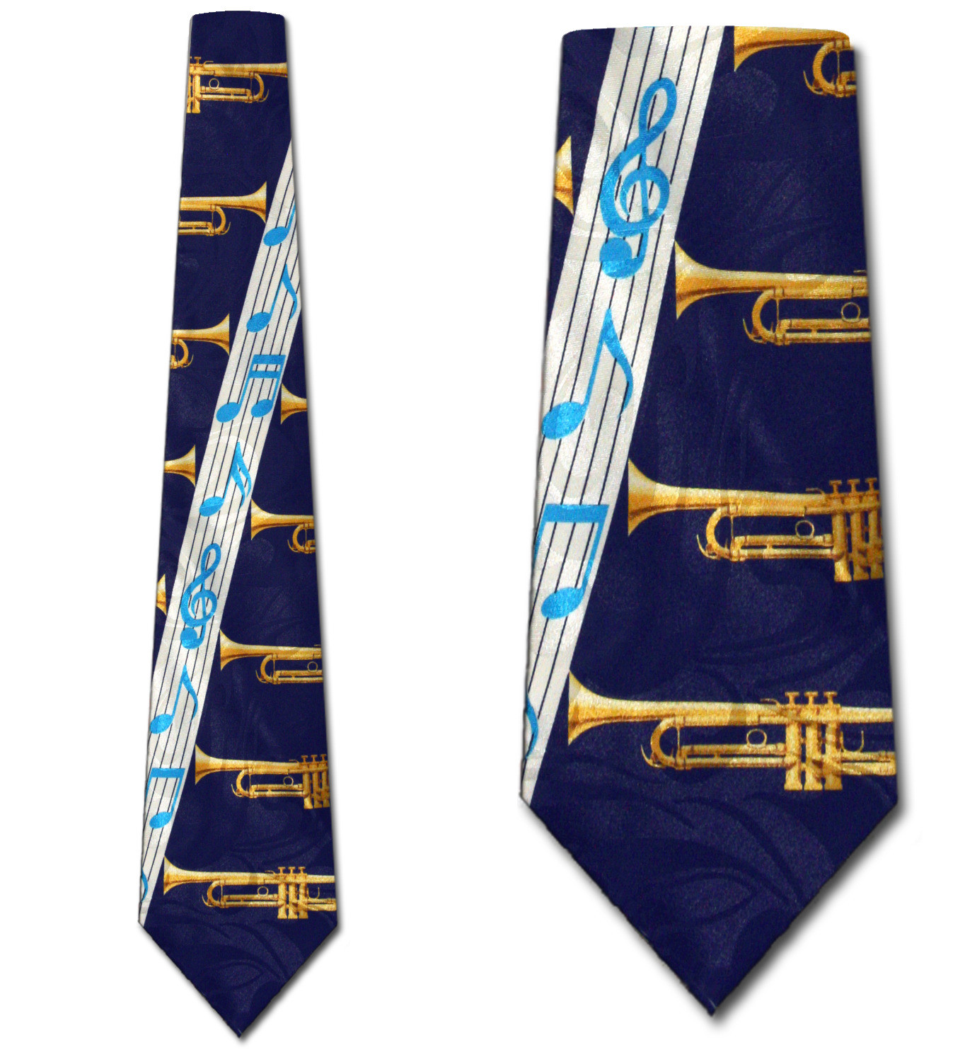 1499-102: Trumpet Ties Musical Notes Necktie Diagonal Navy by Steven Harris at Abcties.com