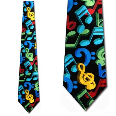 1500-100: Musical Notes Jumble Ties Black Music Note Neckties by Steven Harris
