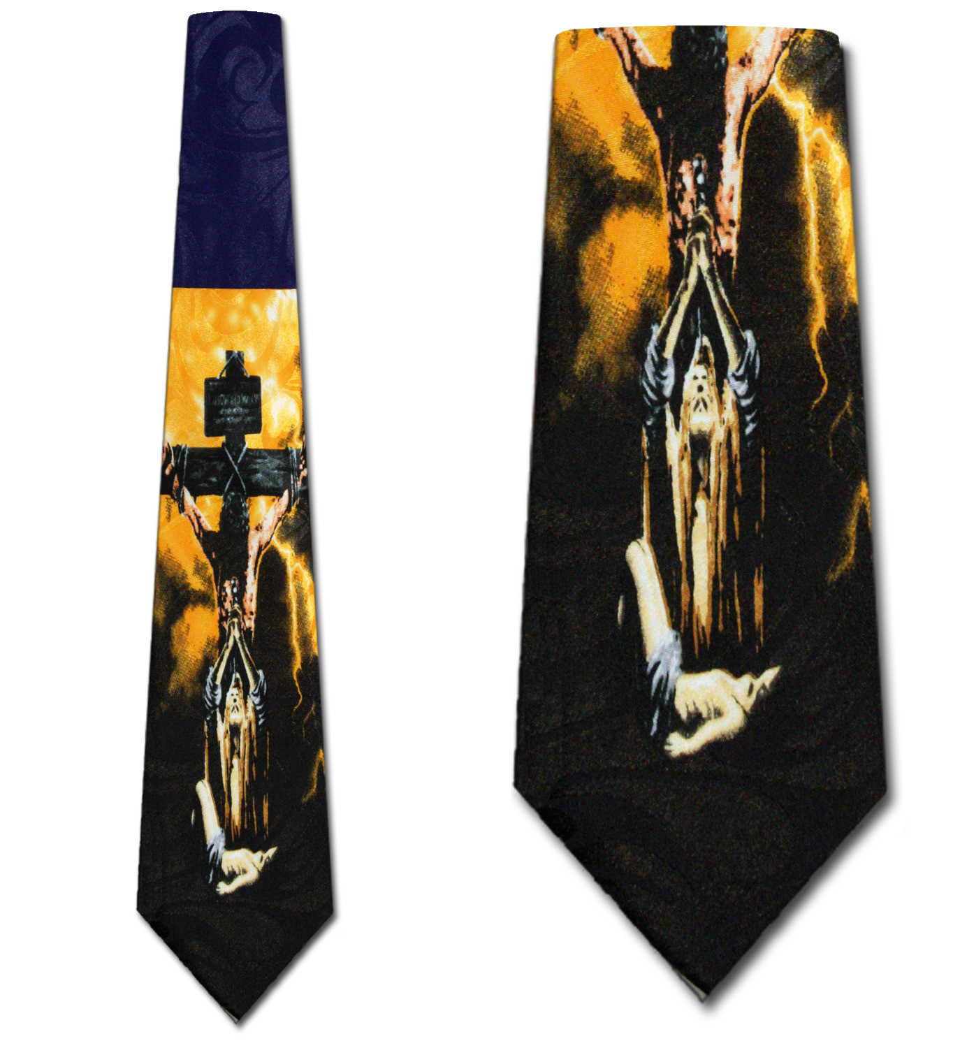 1508-102: Jesus Ties Crucifixion Neckties Navy by Three Rooker at Abcties.com