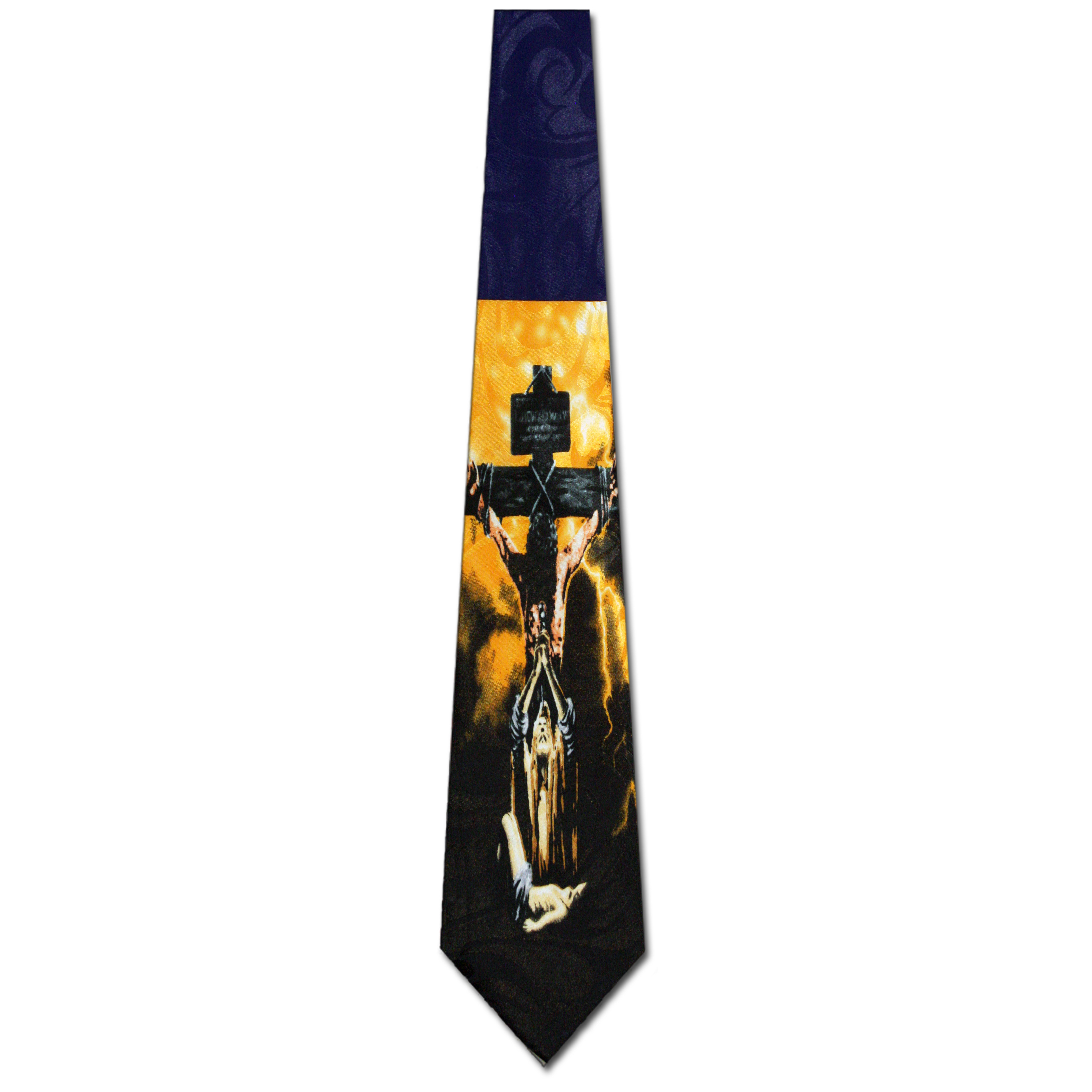 1508-102: Jesus Ties Crucifixion Neckties Navy by Three Rooker at Abcties.com