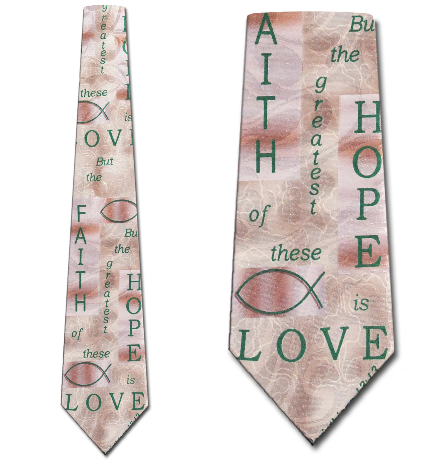1522-100: Faith Love Hope Tie Inspirational Neckties Tan by Steven Harris