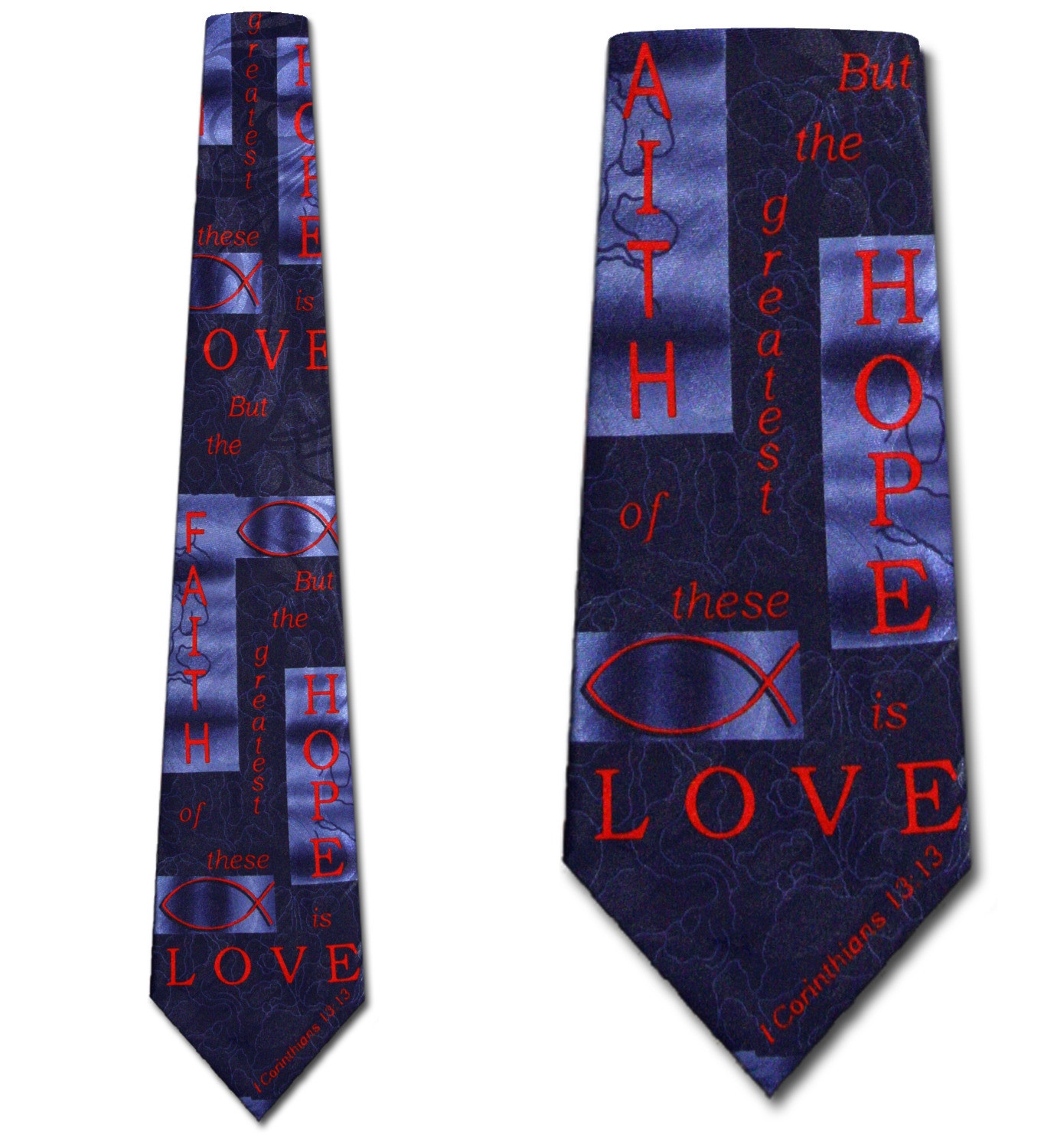 1522-102: Faith Love Hope Tie Inspirational Neckties Navy by Steven Harris at Abcties.com