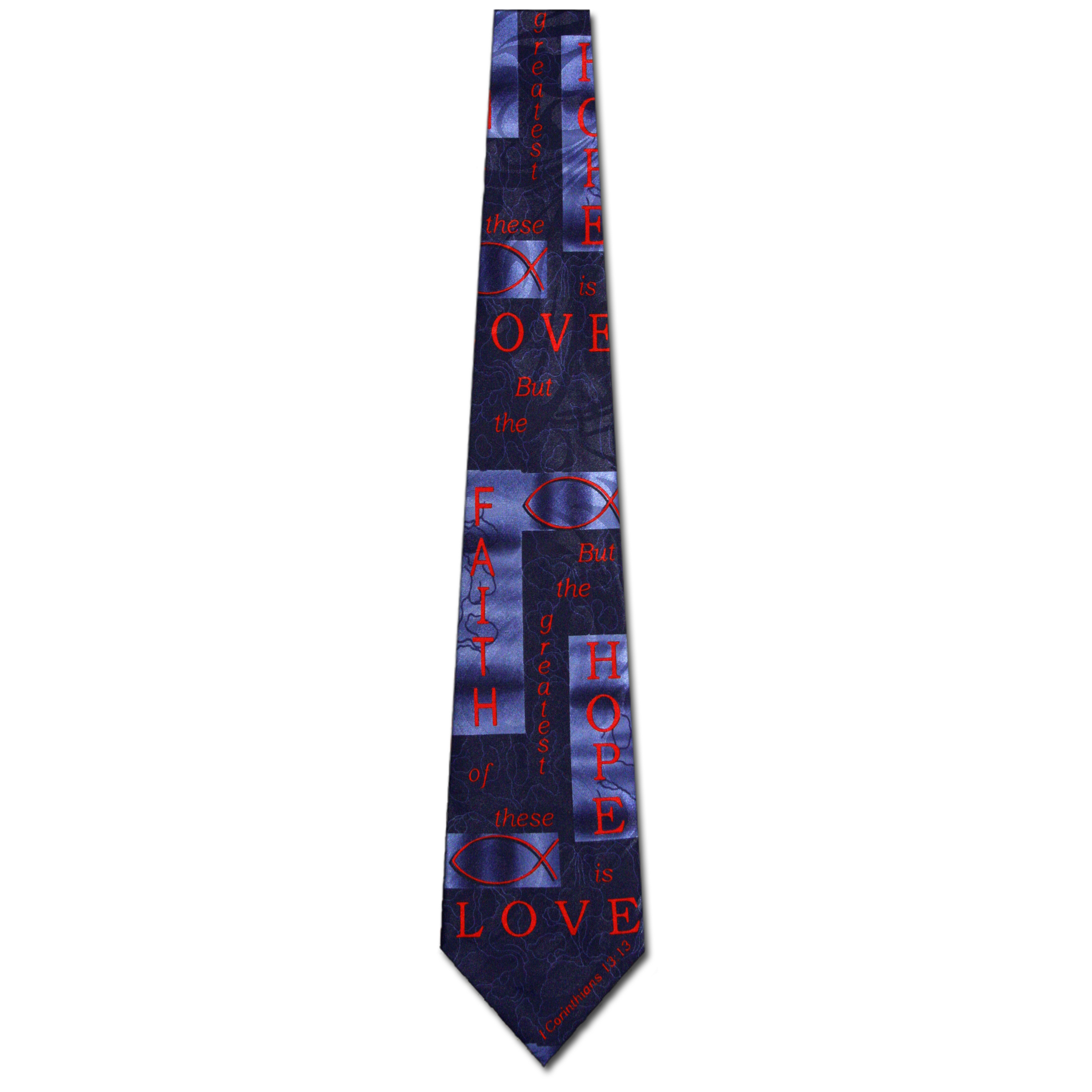 1522-102: Faith Love Hope Tie Inspirational Neckties Navy by Steven Harris at Abcties.com
