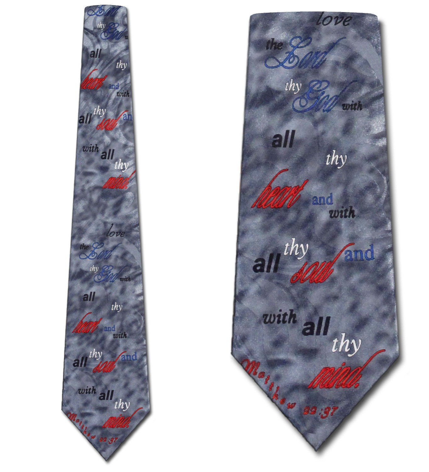 1523-100: Matthew 22 37 Ties Love the Lord Neckties Silver by Steven Harris